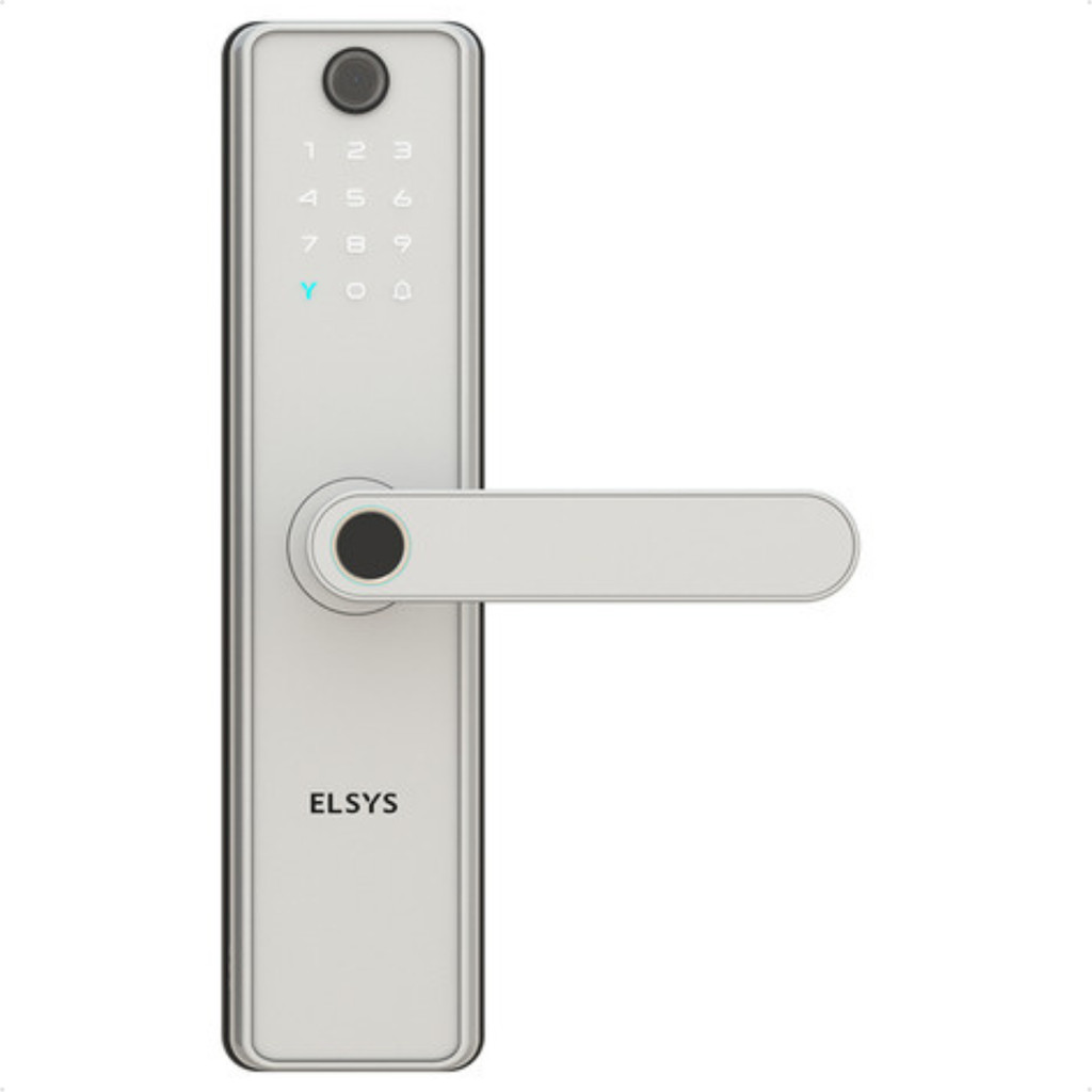 Fechadura Digital Elsys SAX Prata com Câmera Biometria Senha Tag App