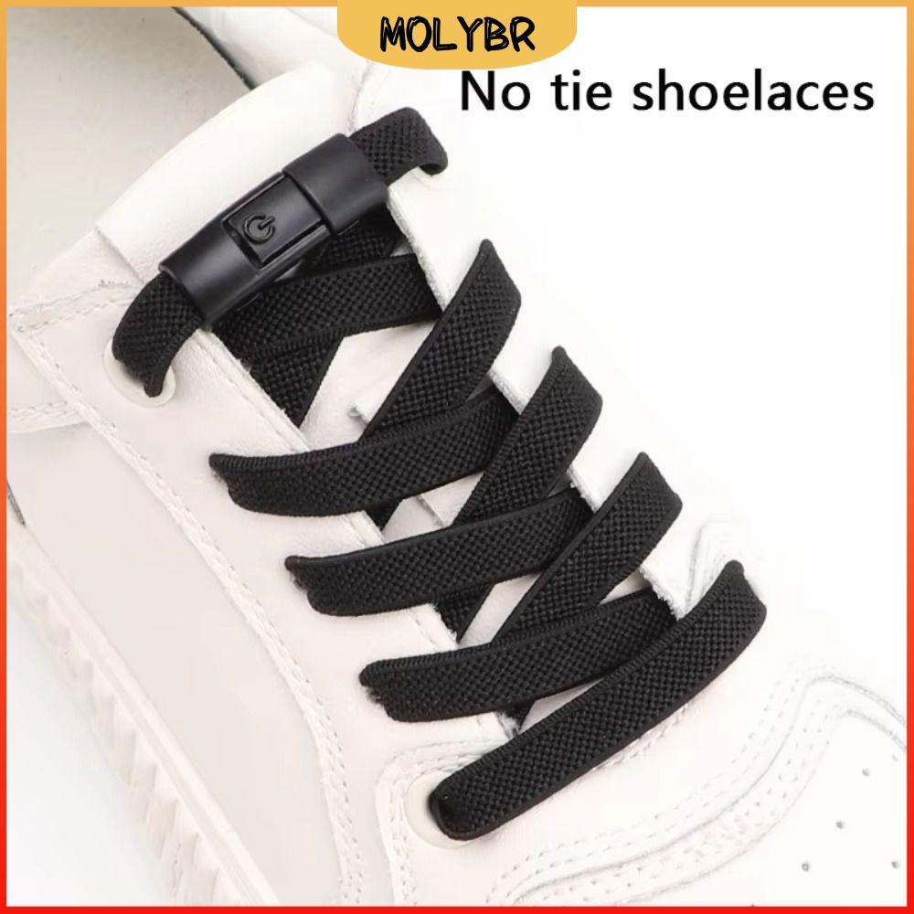 Cadarços De Bloqueio De Imprensa MOLYBR , Design Alargado Plano 8MM Sem Sapato , Tênis De Elásticos Coloridos