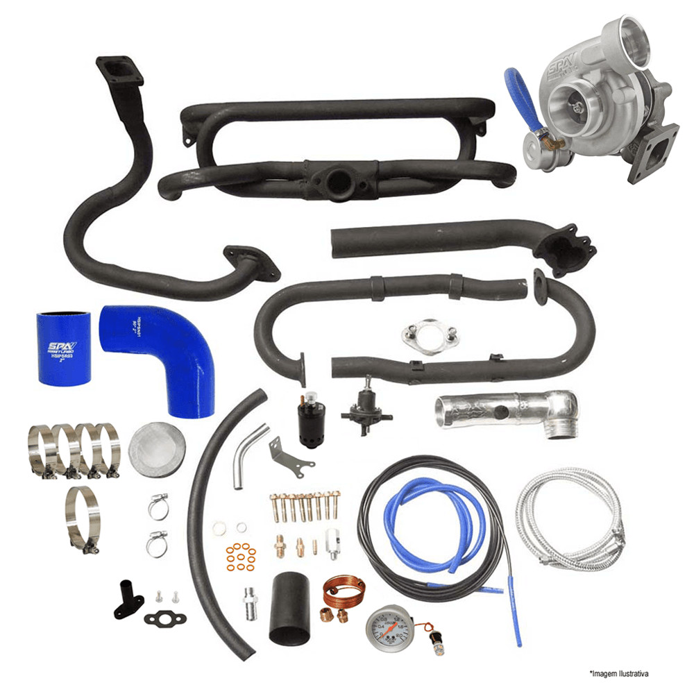 Kit Turbo VW Fusca carburação simples/injeção de kombi T2 + TURBINA SPA200 COM VÁLVULA DE ALÍVIO INCORPORADA