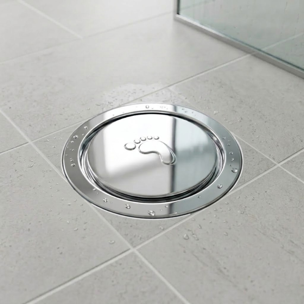 Ralo Click Inteligente em Plastico ABS 10x10 Preto Piso Banheiro Quadrado Redondo