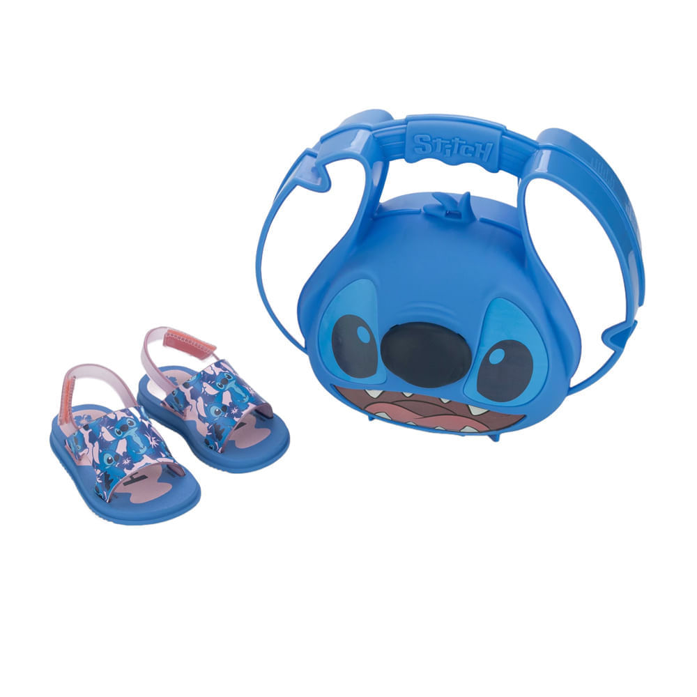 Sandália Infantil Grendene Disney Stitch Lancheira Azul/Rosa