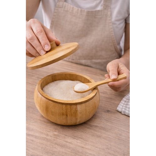 Açucareiro Bambu Colher Tampa Hermética Decorativo Organizador Cozinha