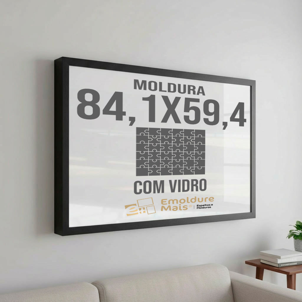 Grow 1500 peças 84,1x59,6 moldura com vidro para quebra cabeça cor Preta