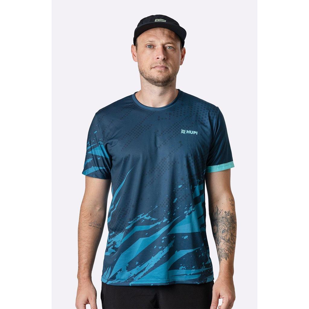 Camiseta Dry Fit HUPI Acqua Masculina Leve Respirável Esportiva Verde/Azul