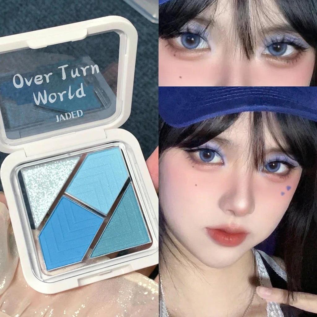 4 Cores Paleta De Sombra De Olho Fosco Glitter Verde Azul Rosa Preto Pigmentos Maquiagem Profissional