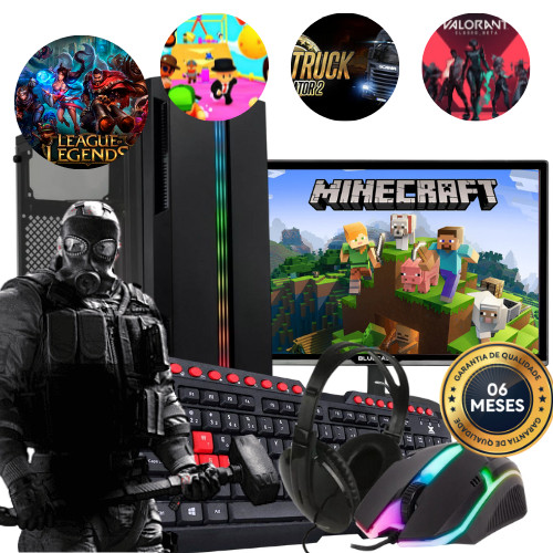 Pc gamer Completo com Monitor e placa de video + 8GB Ram + 120GB Ssd + Kit Gamer e wifi - Garantia -