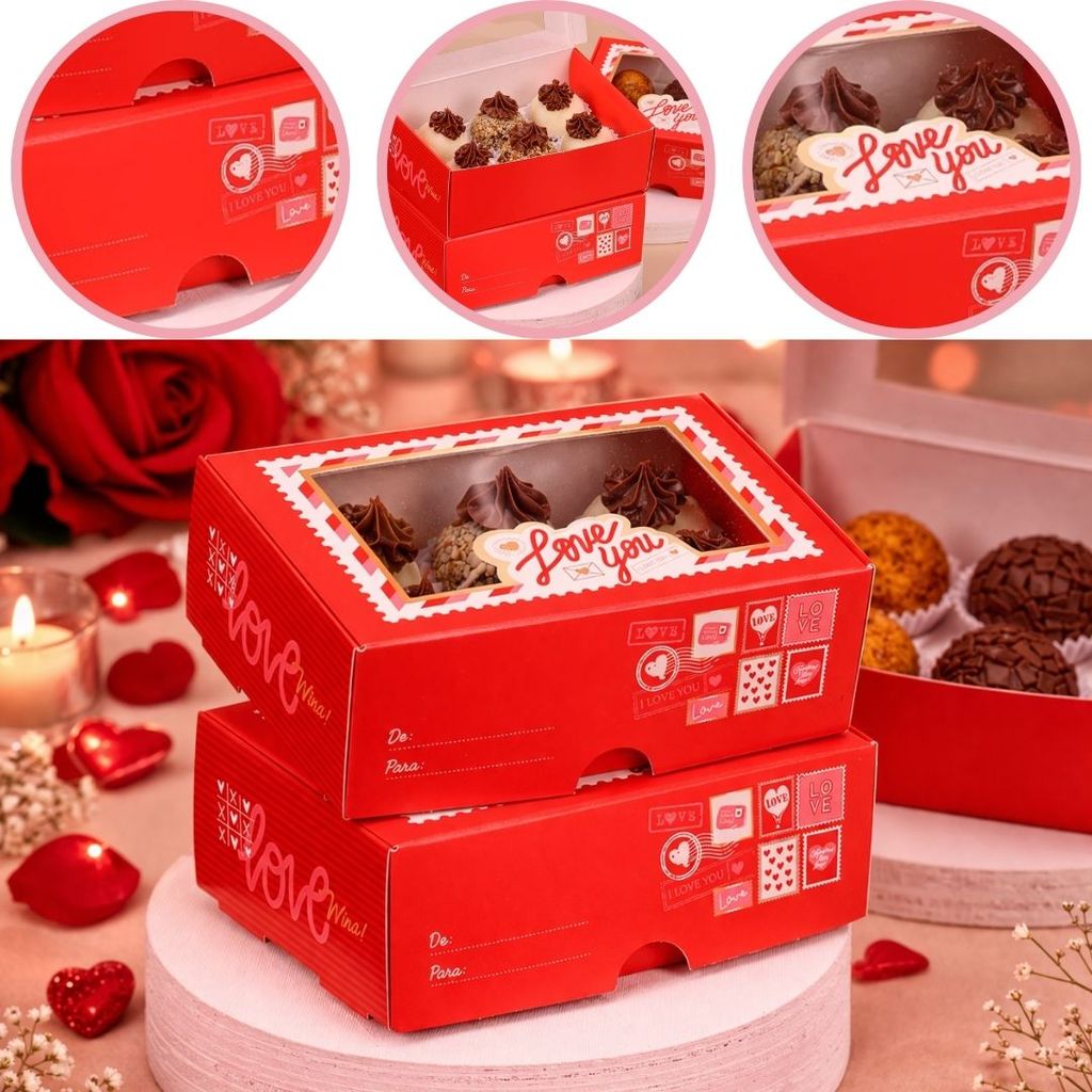 10 CAIXA PARA 6 DOCES C/ VISOR LOVE YOU 4928 ( DIA DOS NAMORADOS JANGO 2026 ) OUTLET