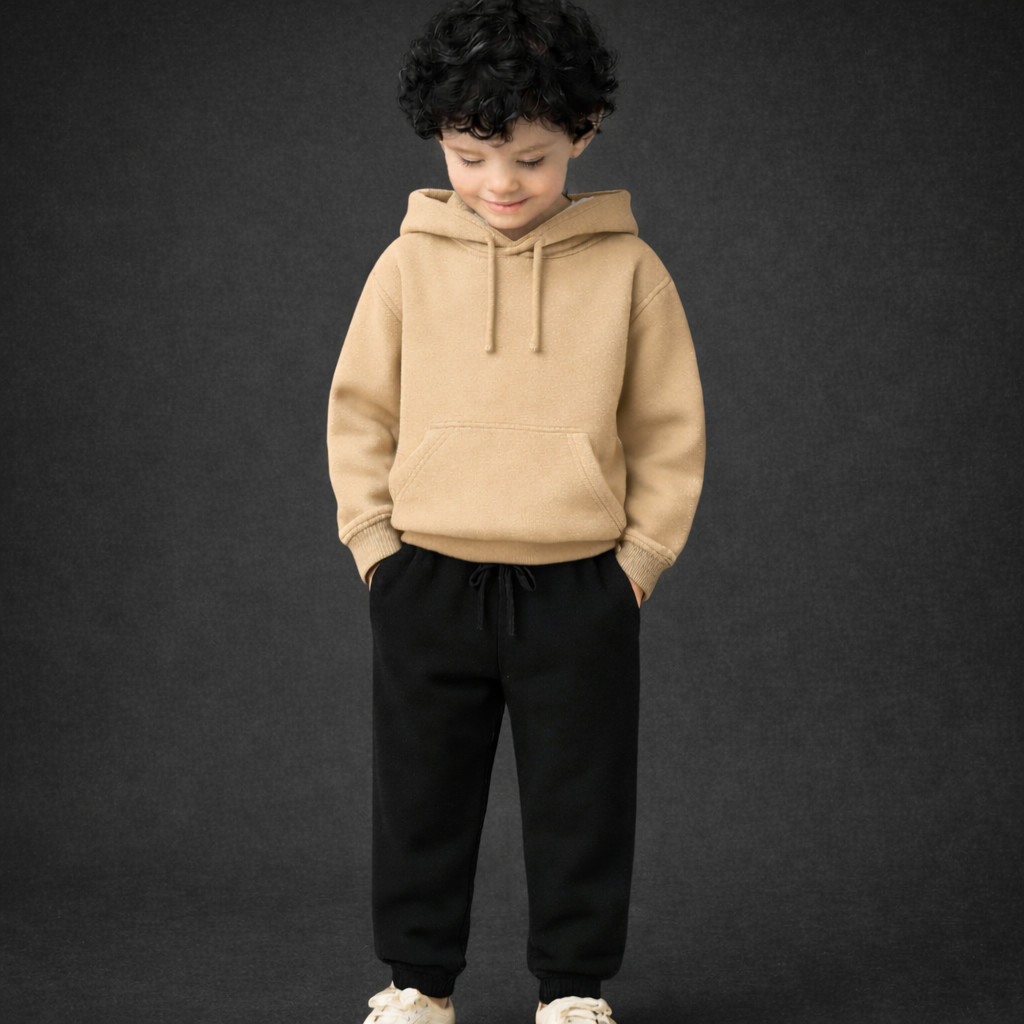 Conjunto Infantil Moletom Flanelado com Capuz – Blusa Canguru + Calça Quentinha e Confortável
