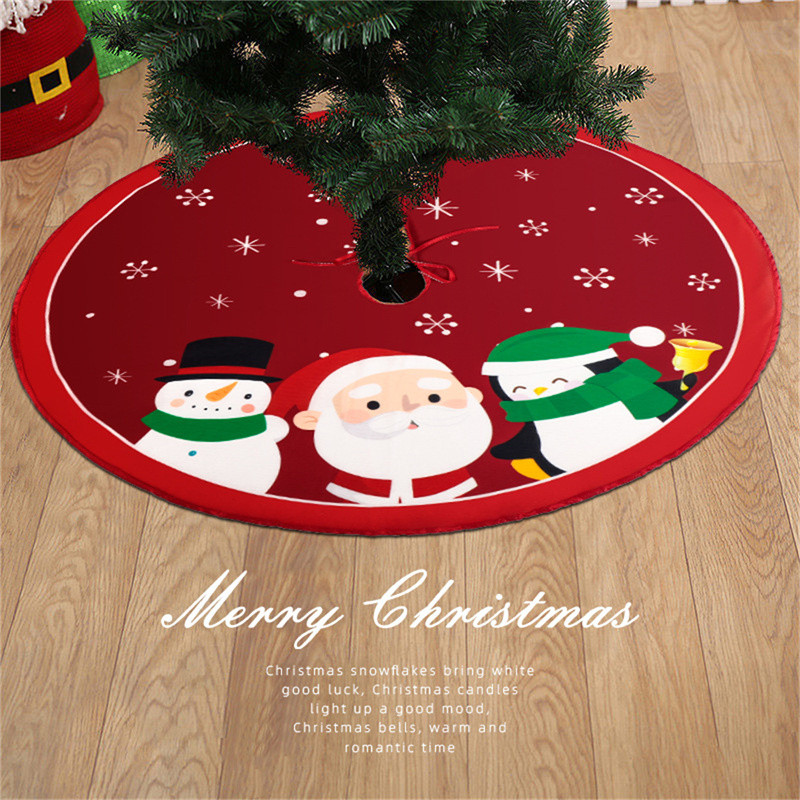 Melhor Vendedor 1 Pc Saia de Árvore de Natal Floco de Neve Papai Noel Vermelho Impresso Tapete Xmax Base Capa Feliz Deco