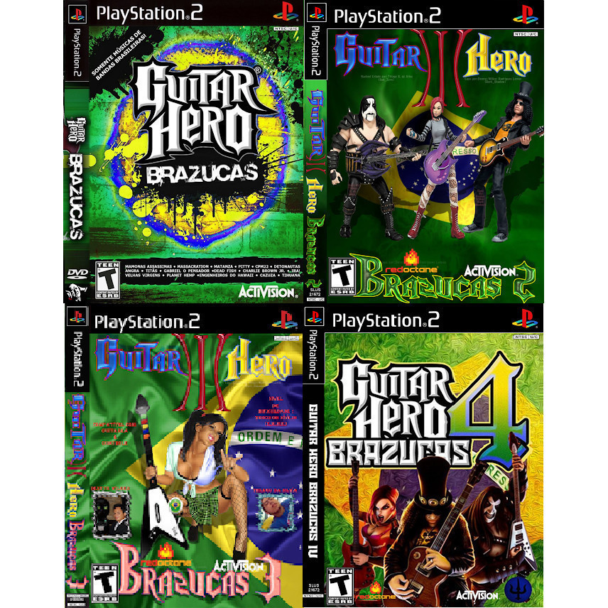 PS2 Guitar Hero Brazucas Coleção 1 2 3 4 (4 DVDS)