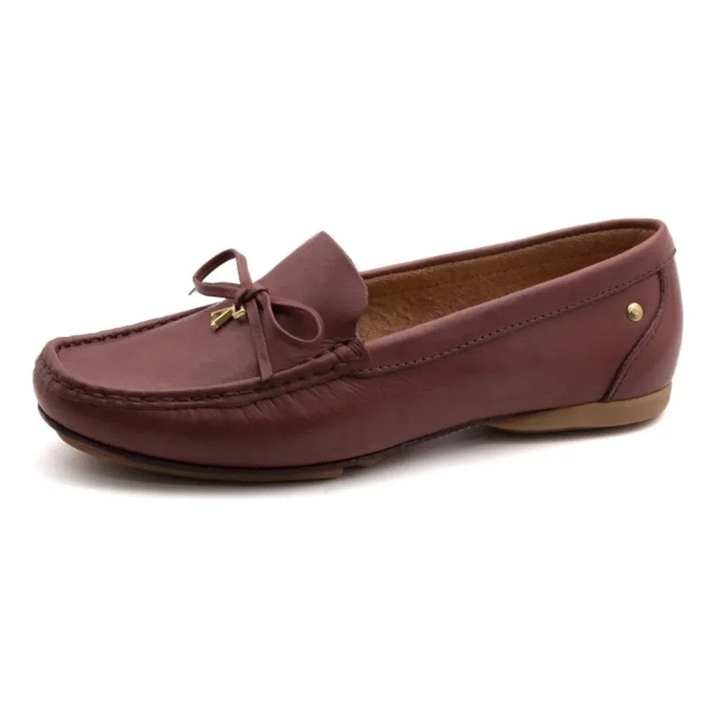 Mocassim Feminino Andacco Laço Couro Legítimo Mocca Luxo