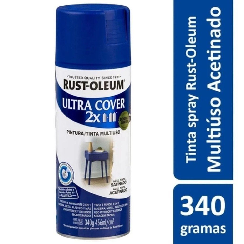 Spray Ultra Cover Azul Acetinado Rust Oleum em Oferta na Shopee