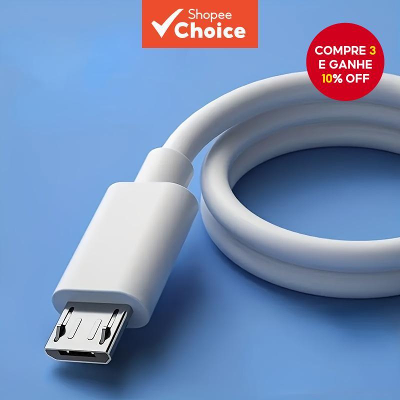 Novo Cabo de Carregamento Micro USB para Android, Compatível com Kindle, PS4, Câmera, MP3, Celulares, etc.