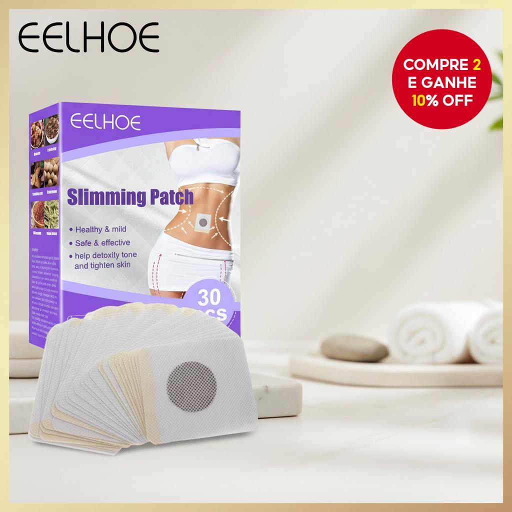  Eelhoe Adesivo Adelgaçante para Emagrecimento – Queima de Gordura Abdominal, 30 unidades/caixa