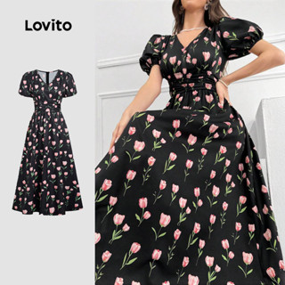 Lovito Vestido Casual com Zíper para Primavera/verão para Mulheres LBL31250 em Oferta na Shopee