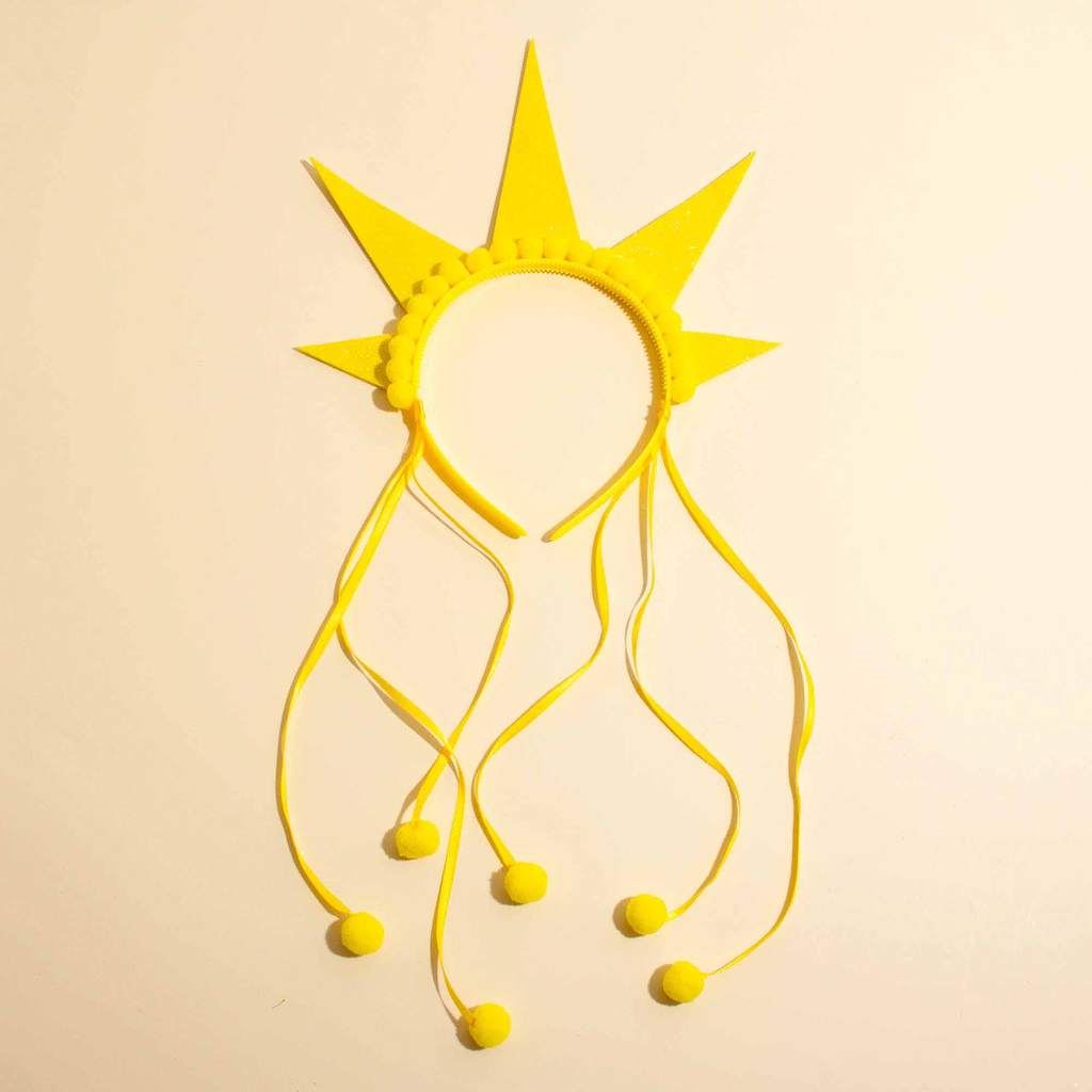 Tiara De Carnaval Kids Pontas E Pompons Amarelo  - Amarelo