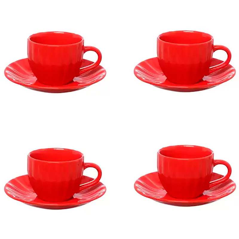 Conjunto 4 Xícaras de Café com Pires Cerâmica Bella 150ml  - Hauskraft