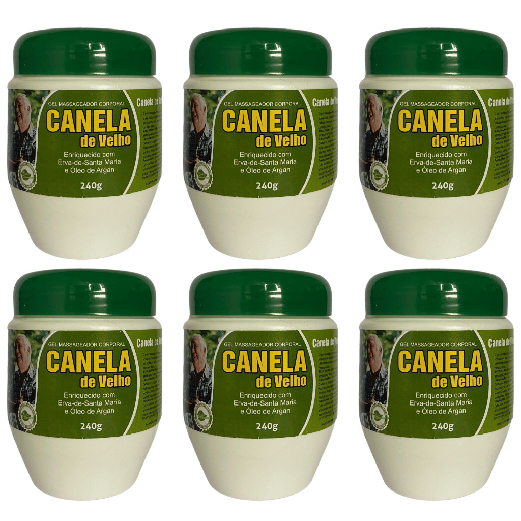 Kit 6 - Gel Massageador Canela de Velho 240g - Aroeira Cosmética - Com Argan e Erva-Santa-Maria