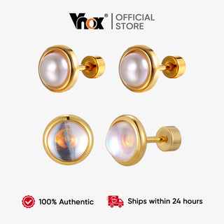 Vnox Pequenos Brincos De Pérola Com Pedra Da Lua Dourada Para Mulheres E Meninas , Joias Piercing Helix , Hipoalergênico