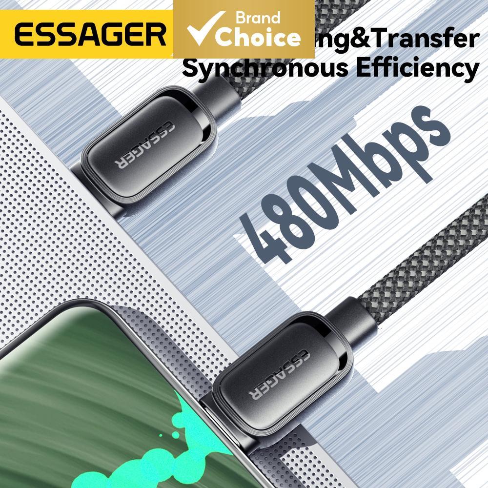 Essager Cabo Magnético de Dados USB C/iOS 29W 60W 100W Cabo de Carregamento Rápido para Celular