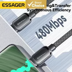 Essager Cabo Magnético de Dados USB C/iOS 29W 60W 100W Cabo de Carregamento Rápido para Celular