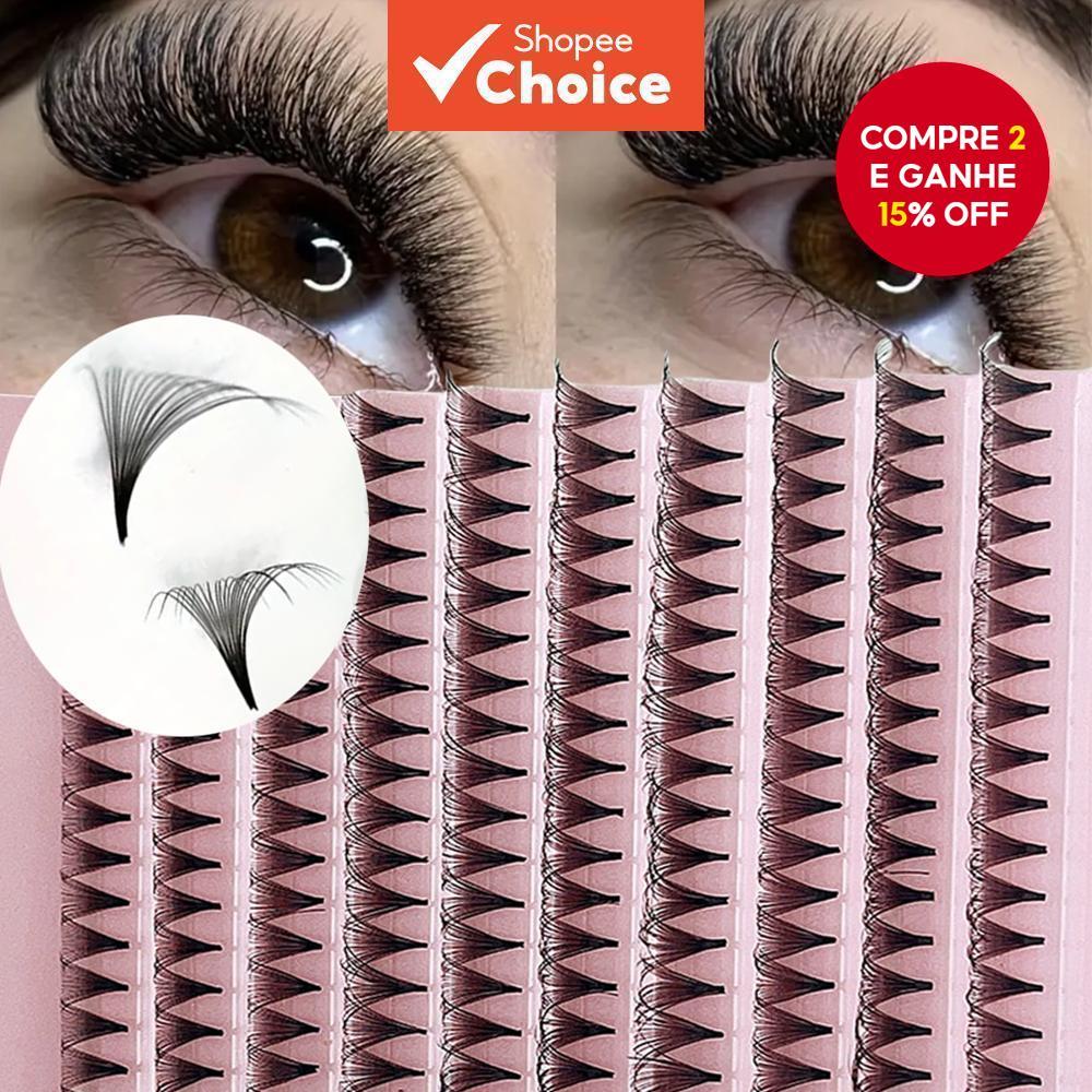Imagem 190 Peças Extensões De Cílios Ventiladores Pré-Fabricados , Espessura 10D 0.07Mm C/D Curvado 9-16Mm Para Casamento