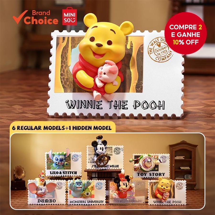 MINISO Série de Carimbos Vintage Disney - Caixas Cegas de Arte Colecionável com Figuras de Mickey Mouse e Pooh, 7