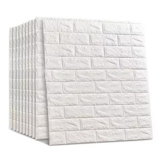 Kit 10/20/30 Placas 3D Tijolinho Branco 70x77cm Autocolante Adesivo Decoração - Envio Full