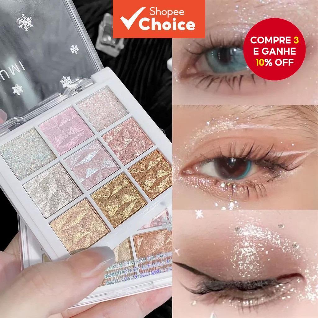 Paleta De Sombras Edificável Multiuso De 9 Cores Com Design De Floco De Neve Para Festa De Festival Parece Maquiagem