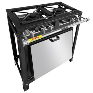 Fogão 2 Bocas Ludinox Industrial 30x30 Baixa Pressão Perfil 5 Doméstico Cor Preto em Oferta na Shopee