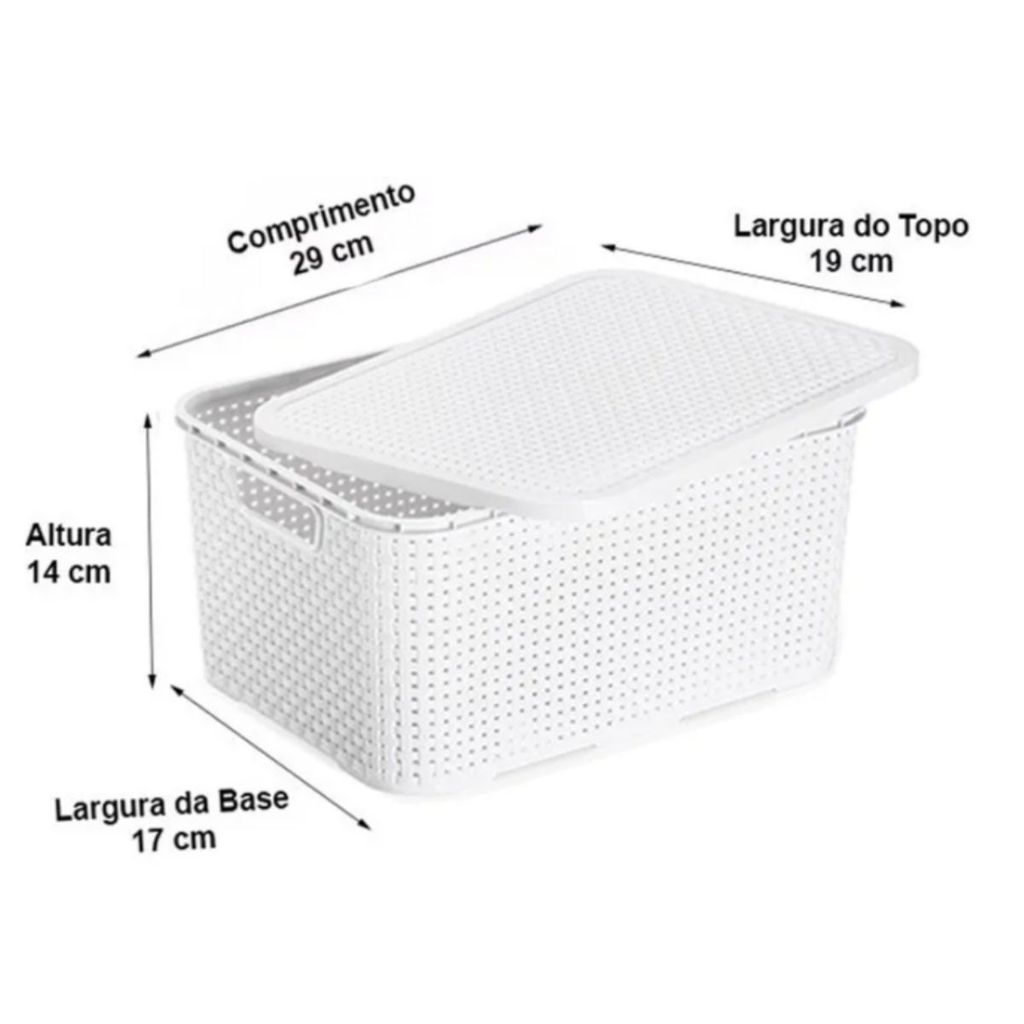Kit 4 Caixas Organizadora 7L Rattan + 10 Cabides Infantil Azul