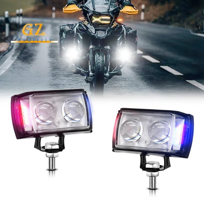 2 Peças Luzes De Nevoeiro Da Motocicleta Aviso Respingo Luz 6 Cores Lâmpadas LED Ponto Auxiliar Farol Lâmpada Condução