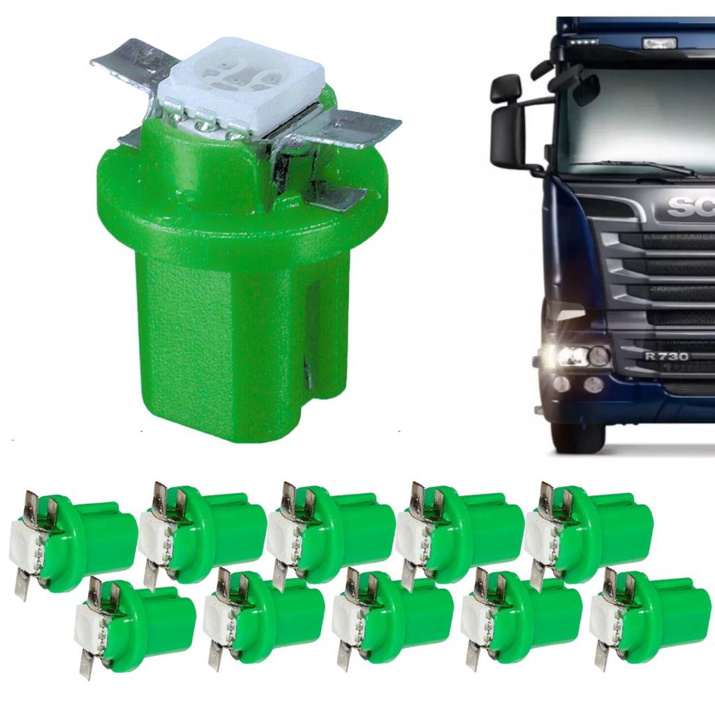 KIT 10 LAMPADA T5 B8.5 D 1 LED VERDE 24V