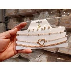 Kit 3 Choker Luxo Colar e 3 brinco Prata Dourado colar festa Para Festa