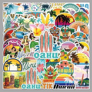 50 Adesivos Personalizados de Graffiti Havaiano para Estilo de Férias na Praia, Adesivos DIY para Copos de Água, Bagagen