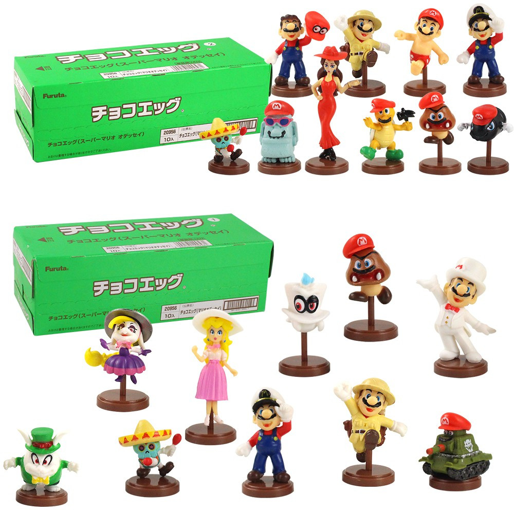 10 Pçs/Set 3-7cm Super Mario Odyssey Figura De Jogo Pauline Cappy Goomba Bullet Bill Peach Hammer Brother Q Versão PVC F
