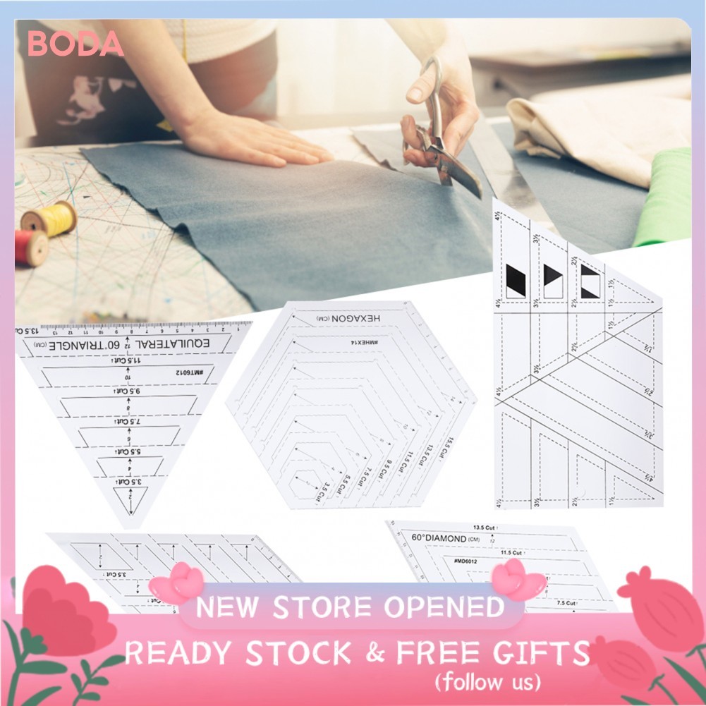 Bodas NOVIIML ler 5 peças conjunto de régua de acolchoamento de plástico, réguas, artesanato, ferramenta de desenho de