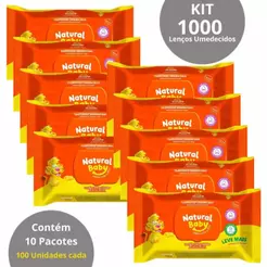 Kit 10 Toalha Umedecida Natural Baby Leve 100 Pague 80 Especial - Total 1000 Unidades