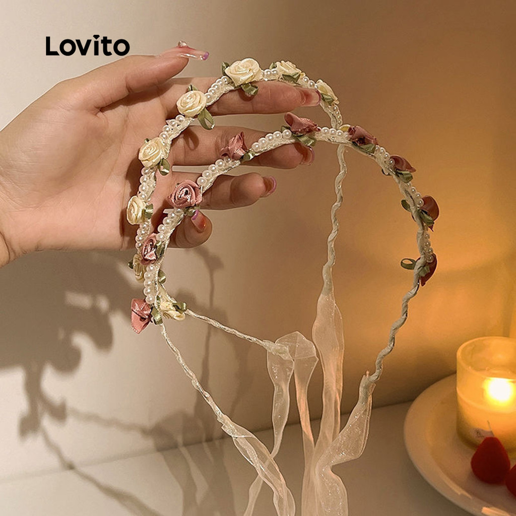 Lovito Faixa para Cabelo Elegante com Pérolas para Casamento e Férias Off White LFA114143 em Oferta na Shopee