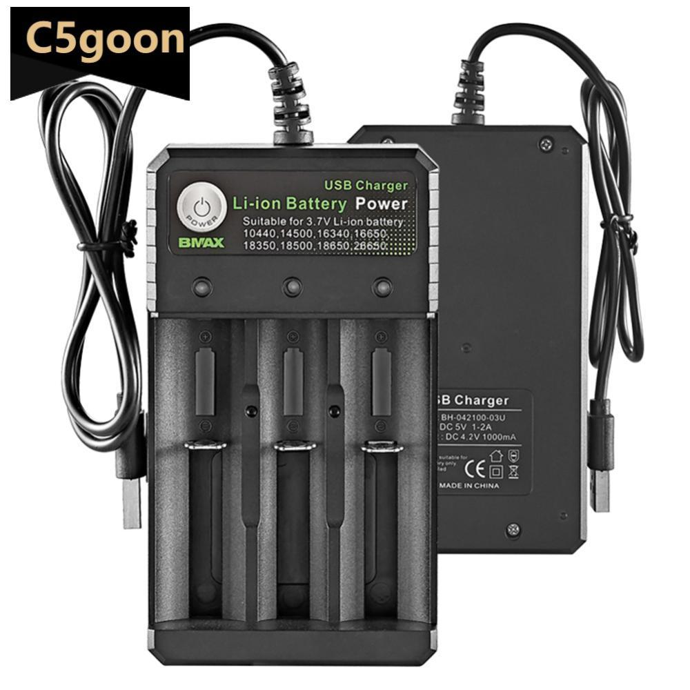 C5GOON 18650 Carregador De Bateria De Lítio 3 Slots Suporte De Carregamento Usb 3 Seções Amplificador De Íon-3.7v4.2v In