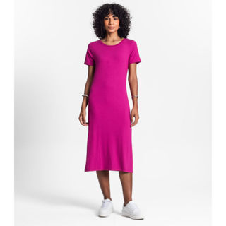 Vestido Midi Ribana Canelada Básico Rovitex Roxo em Oferta na Shopee