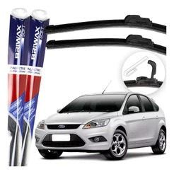 Jogo Palhetas Limpador de Parabrisa Silicone Chuva Gancho Universal Ford Focus 2000 Até 2007