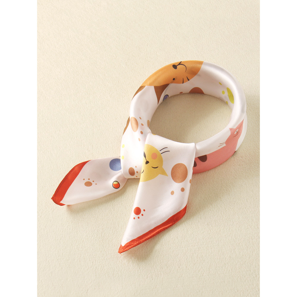 Outono crianças de seda pequeno lenço quadrado versão coreana meninas lenço de seda amoreira bebê cachecol bonito triâng