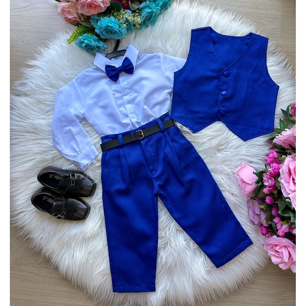 SONI Conjunto Miss Cherry Social Colete Azul Royal