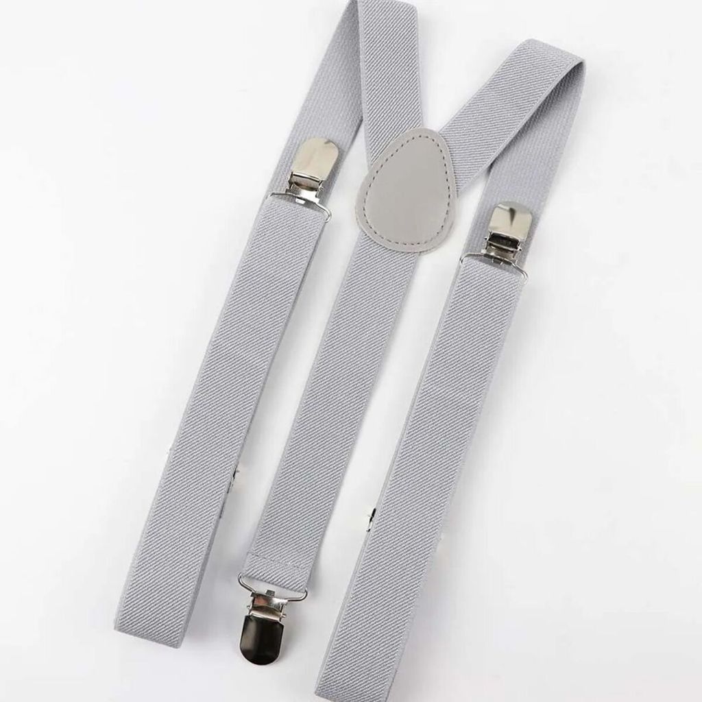 Suspensório Masculino Cinza Claro Kit 10 Unidades Social Ajustável