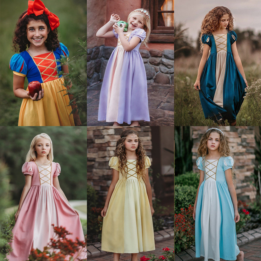 Roupas europeias americanas para meninas Elsa Rapunzel Sophia sino cinderela vestido de desempenho filme Cosplay traje v