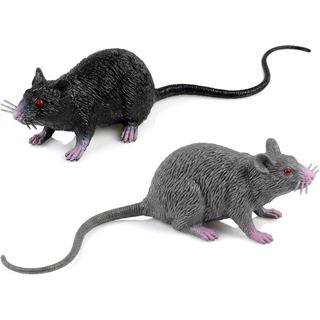 Jarbins Rato Falso 2 peças Brinquedos de Halloween Rato Falso Brinquedo de Pegadinha Rato Assustador Realista Brinquedo 