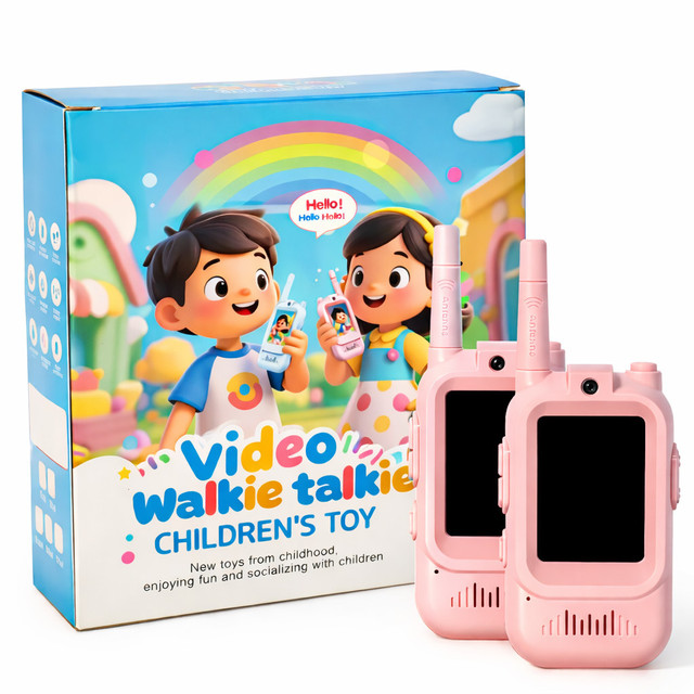 KIT 2 Walkie Talkie Infantil com Tela Vídeo Câmera Comunicação Sem Fio Criança