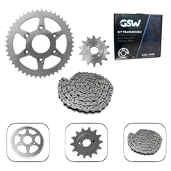 Kit Transmissão Relação Completo Coroa/Corrente/Pinhao Bajaj Dominar 250 Todos Os Anos