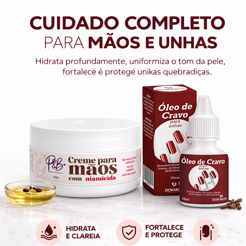 Creme Para Mãos Macia E Aveludada Óleo de Cravo Para Unhas Fracas e Quebradiças P&B Cosmeticos Beauty